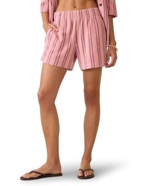 Faherty Cabana Stripe Terry Cloth Shorts - Pink