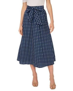 Cece Tie Waist A-Line Midi Skirt - Blue