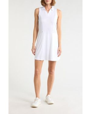 Callaway Apparel Sleeveless Flounce Mesh Detail Golf Dress - White