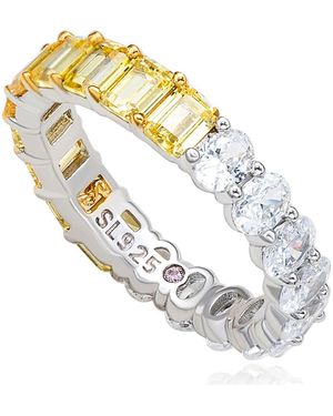 Suzy Levian Half & Half Eternity Band Ring - Metallic