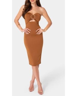 Bebe Cutout Strapless Body-Con Dress - Multicolor