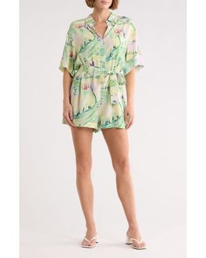 FRNCH Ulla Tie Waist Romper - Green