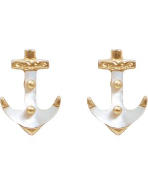 Clare V. Anchor Stud Earrings - Natural