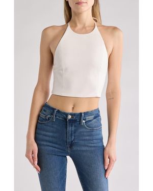 Alice + Olivia Jayme Faux Leather Halter Top - Blue