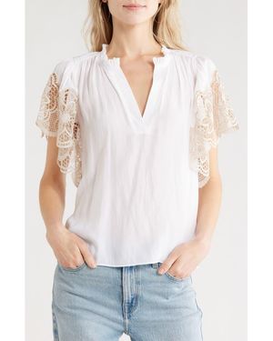 Ramy Brook Esti Embroidered Sleeve Top - White