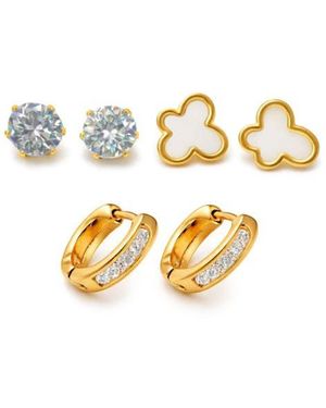 Rebel Set Of 3 Assorted Earrings - Metallic