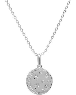 Savvy Cie Jewels Cubic Zirconia Moon & Star Pendant Necklace - White