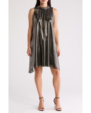 Julia Jordan Metallic Sleeveless Trapeze Dress - Black