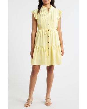 Julia Jordan Flutter Sleeve Shirtdress - Yellow