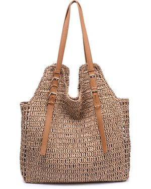 Moda Luxe Straw Tote - Brown