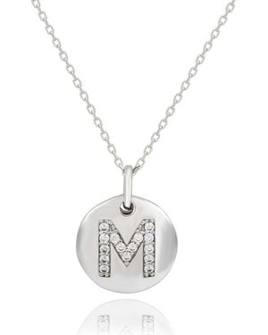 Suzy Levian Cubic Zirconia Initial Disc Pendant Necklace - Metallic