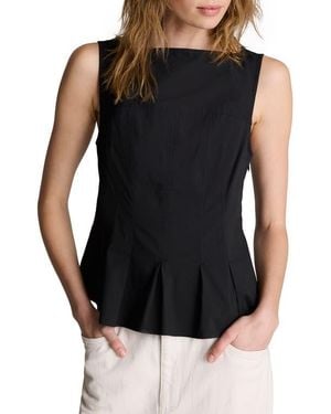 Kenneth Cole Sleeveless Pleated Peplum Top - Black