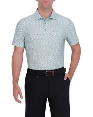 Ben Sherman Geometric Tech Jersey Golf Polo - Blue