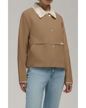 HUNTER Plaid Collar Cotton Twill Crop Field Jacket - Blue