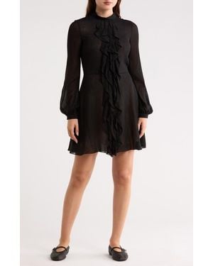 Longchamp Ruffle Long Sleeve Dress - Black