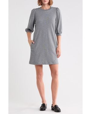 Melrose and Market Puff Sleeve Sweatshirt Minidress - Gray