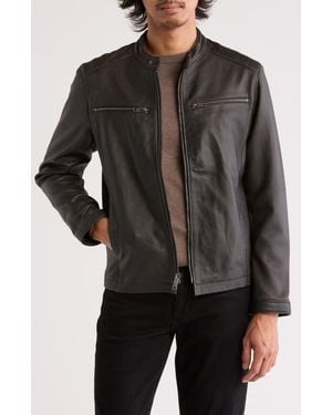 Frye Cafe Racer Leather Jacket - Black