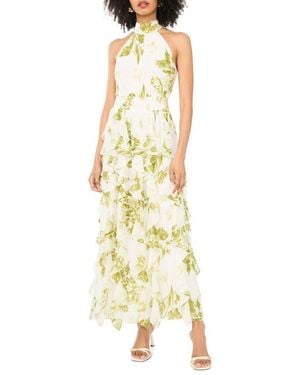 1.STATE Floral Ruffle Maxi Dress - Yellow