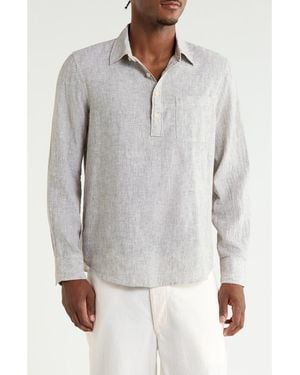 14th & Union Mariner Linen & Cotton Long Sleeve Shirt - Gray