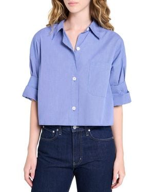 Twp Next Ex Crop Cotton Button-Up Shirt - Blue