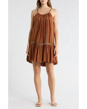 Boho Me Tonal Lace Scoop Neck Dress - Brown