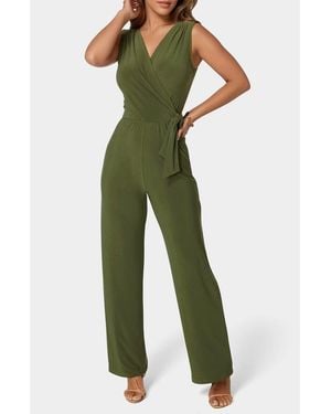 Bebe Sleeveless Faux Wrap Jumpsuit - Green
