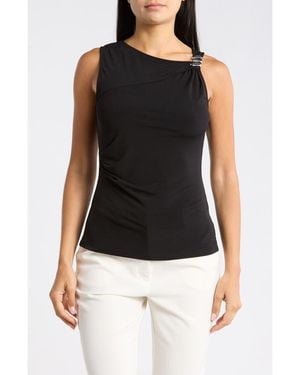 Leith One-Shoulder Hardware Knit Top - Black