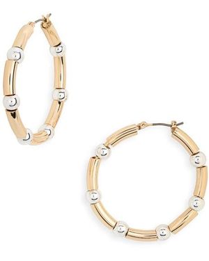Anne Klein Two-Tone Stationed Hoop Earrings - Metallic