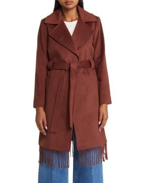 Sam Edelman Fringe Wrap Coat - Red