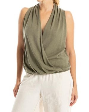 Max Studio Drape Front Top - Green