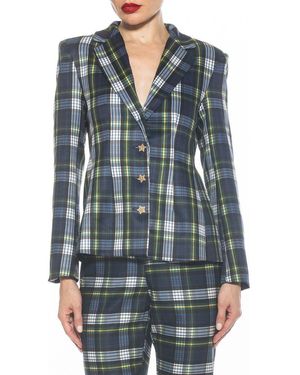 Alexia Admor Star Button Plaid Blazer - Blue