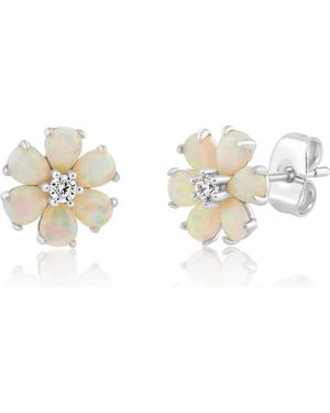 Sienna Vale Opal & Cubic Zirconia Daisy Stud Earrings - Metallic