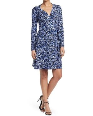 Loveappella Long Sleeve Wrap Dress - Blue