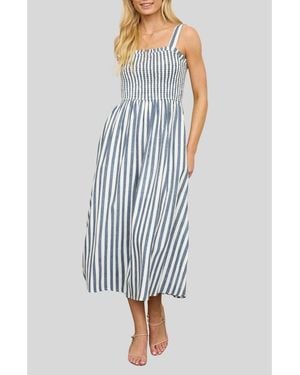 AUGUST SKY Stripe Sundress - Blue