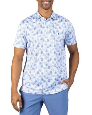 Tailorbyrd Palm Tree Print Polo - Blue