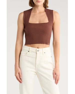 NSR Square Neck Sleeveless Knit Top - Brown