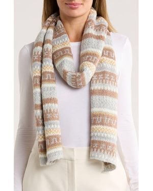 Ted Baker Fair Isle Knit Scarf - Natural