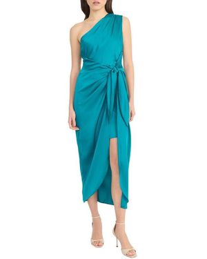 Donna Morgan Draped Skirt One-Shoulder Dress - Blue