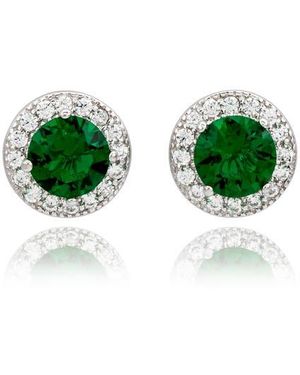 Suzy Levian Cz Halo Stud Earrings - Green