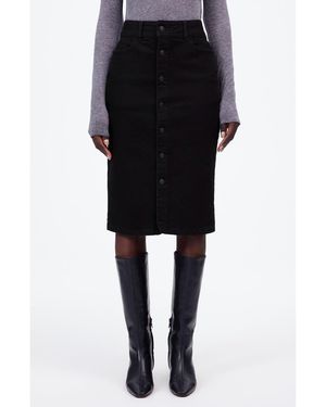 Madewell Button Front Denim Midi Skirt - Black