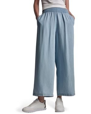 DKNY High Rise Tencel Lyocell Wide Leg Pants - Blue