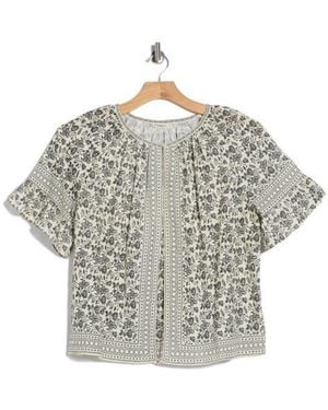 Max Studio Elbow Flutter Sleeve Top - Gray