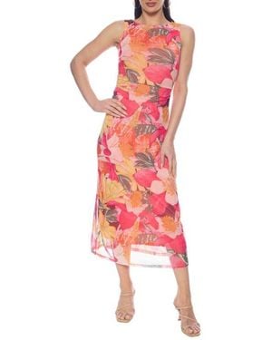 Bebe Sleeveless Mesh Dress - Red