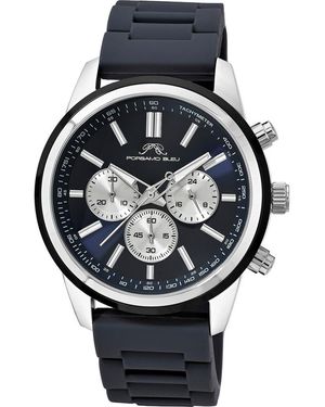 Porsamo Bleu Logan Chronograph Silicone Strap Watch - Black