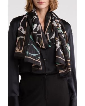 Calvin Klein Floral Chiffon Scarf - Black