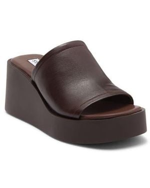 Steve Madden Maycie Platform Wedge Slide Sandal - Brown