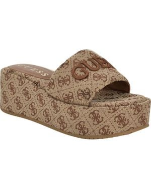 Guess Bintai Platform Wedge Slide Sandal - Brown