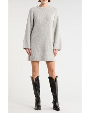 Lush Long Sleeve Sweater Dress - White