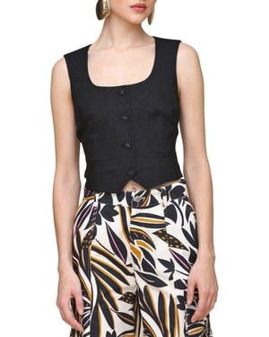 Avec Les Filles Linen Blend Vest - Black