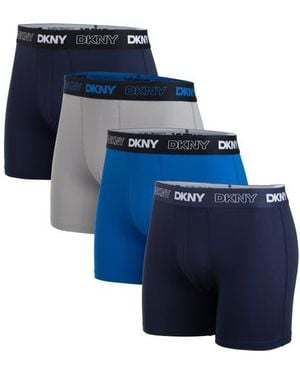 DKNY Ultra-Soft Pack Of 4 Boxer Briefs - Blue